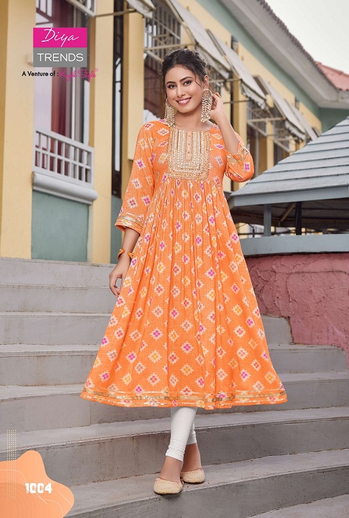 Kajal Colour Flair 1 Fancy Wear Embroidery Kurti Collection